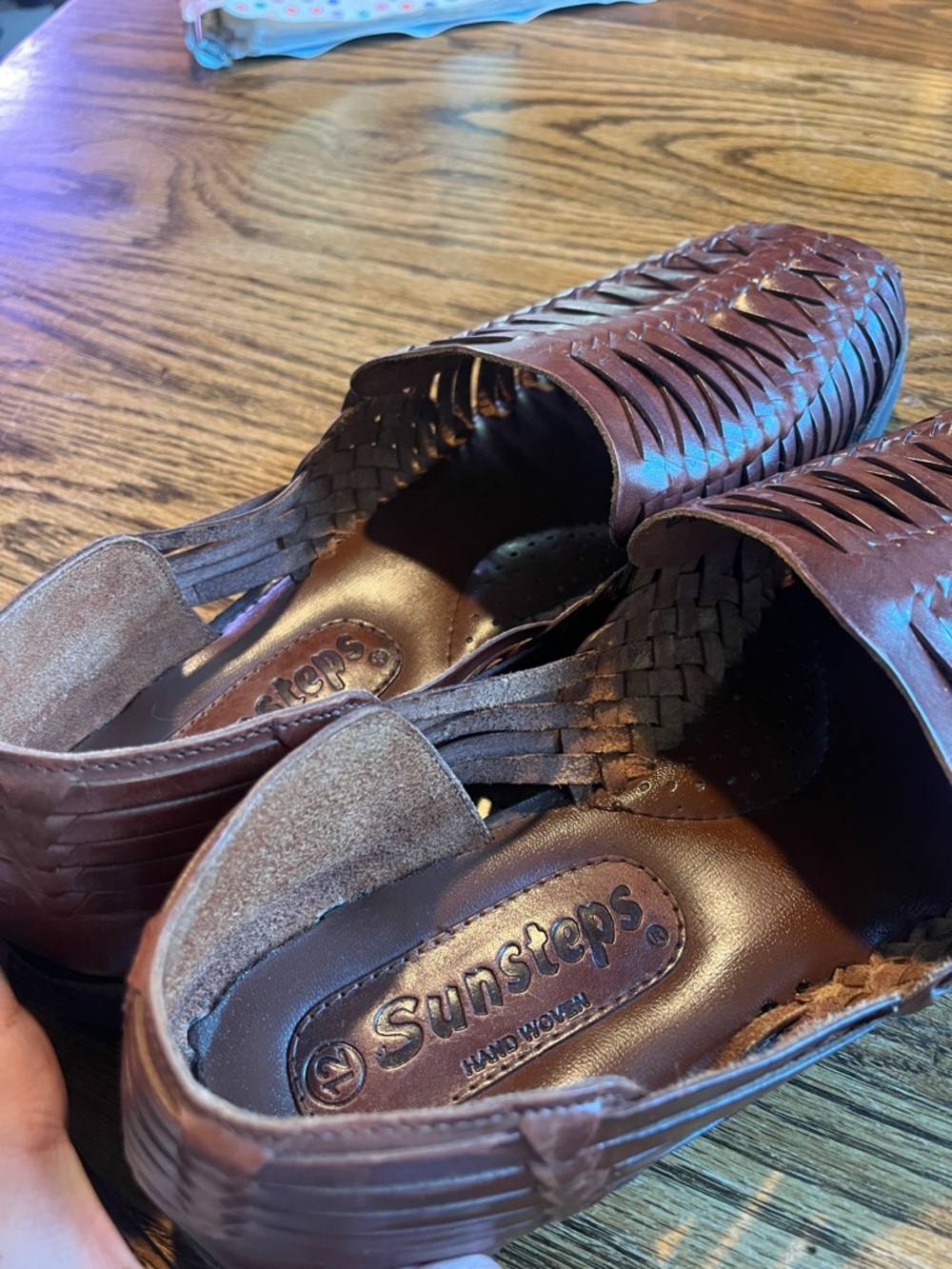 Men's Brown Woven Leather Slip-On Huarache Loafers SZ 12 - Picture 14 of 14